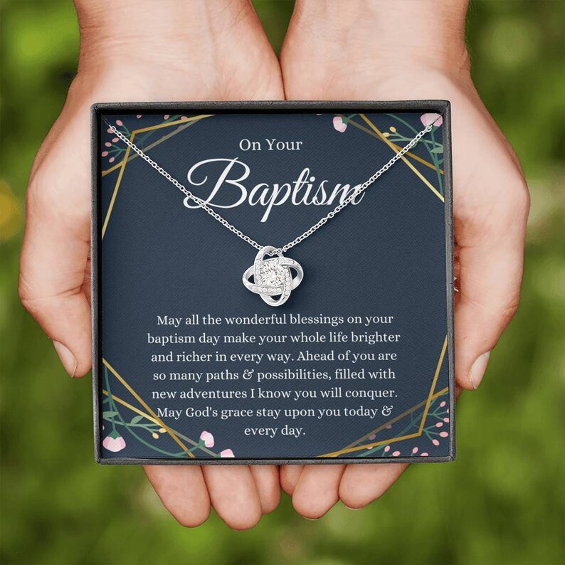 Love Knot Baptism Gift Baptism Necklace Adult Baptism Gift Etsy