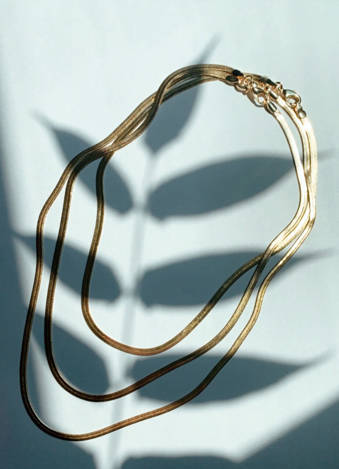 Herringbone Necklaces 18K Gold Layered. Etsy