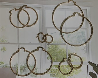 Thin Hoops variety sizes | 18K Gold Layered.