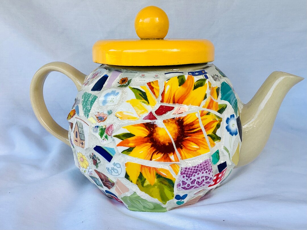 Sunflower Teapot Cremation Urn Mosaic Teapot Etsy