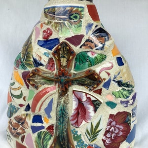 Cross Cremation Urn Mosaic Vase