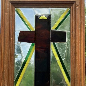 Cross stained glass mosaic Suncatcher Christian Art