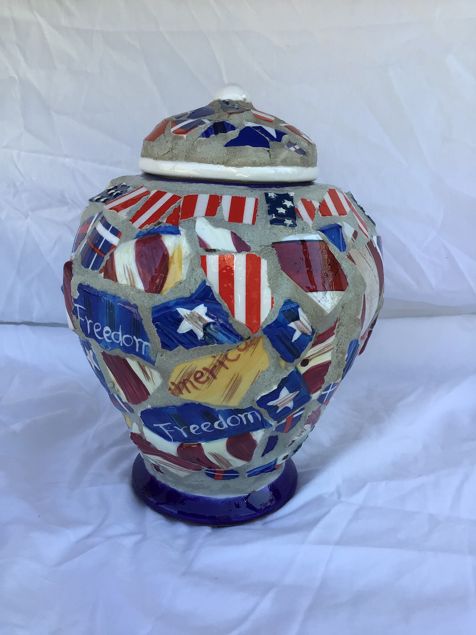 Mosaic Vase cremation Urn Freedom Patriotic Etsy