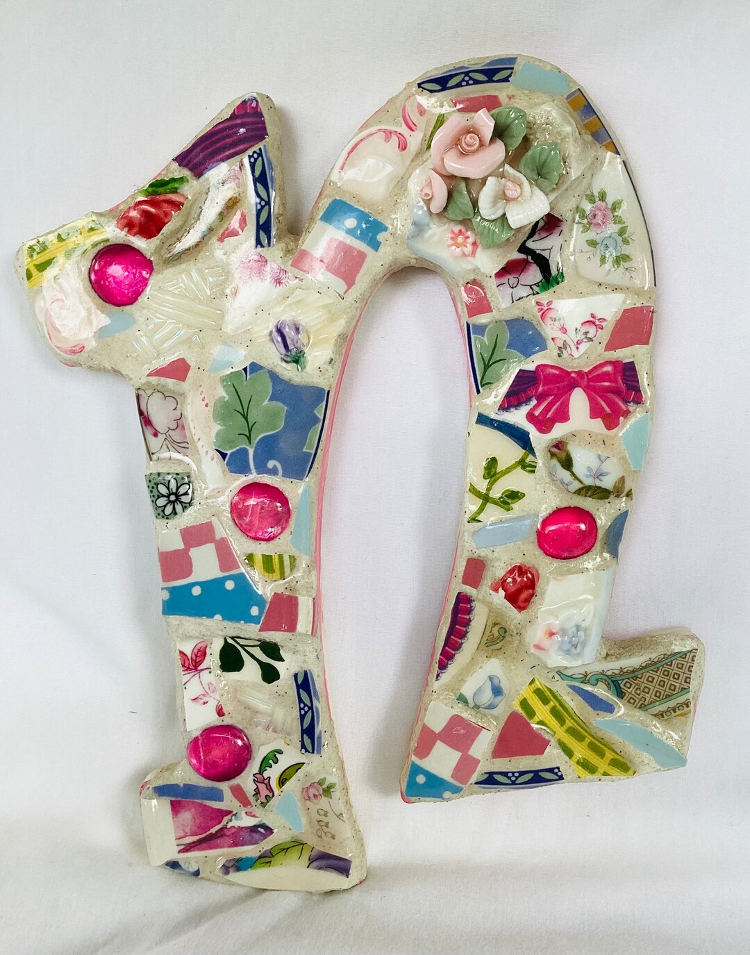 Letter N Mosaic Wall Decor Letter N Wall Hanging Pink Etsy