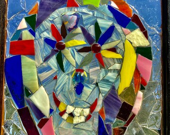 Skull Stained glass mosaic Suncatcher, sugar skull, wall decor