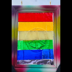 Peace sign stained glass mosaic Suncatcher
