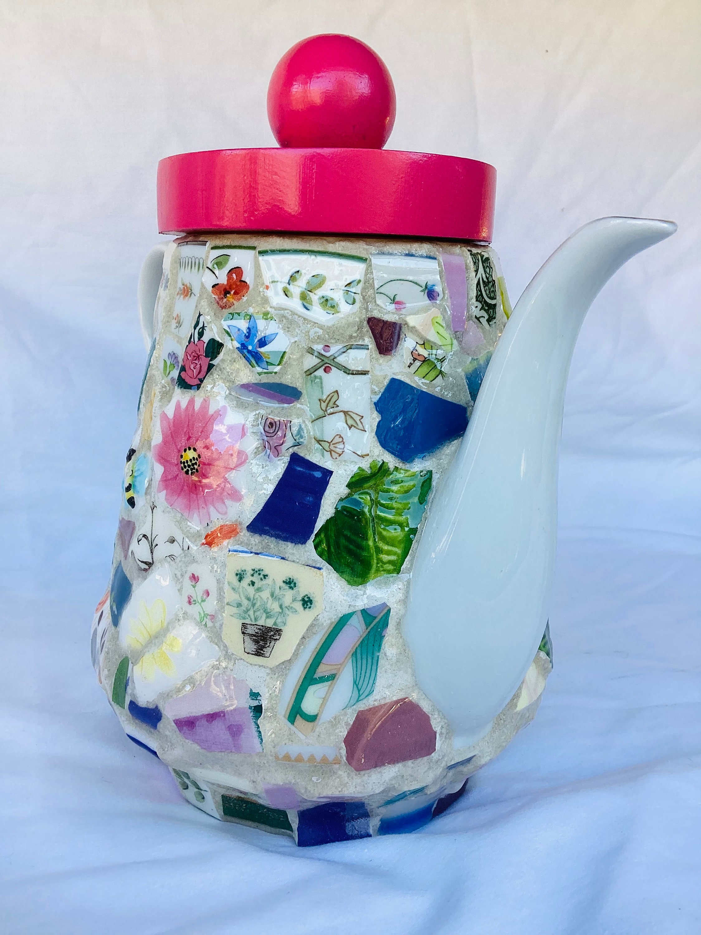 Teapot Cremation Urn Mosaic Teapot, Lillies, Butterfly, Bee, Flowers Etsy