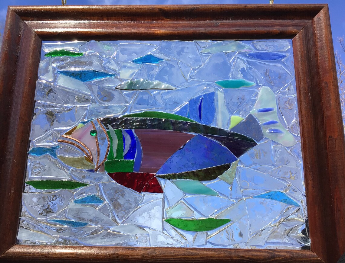 Trout Fish Stained Glass Mosaic Suncatcher Etsy