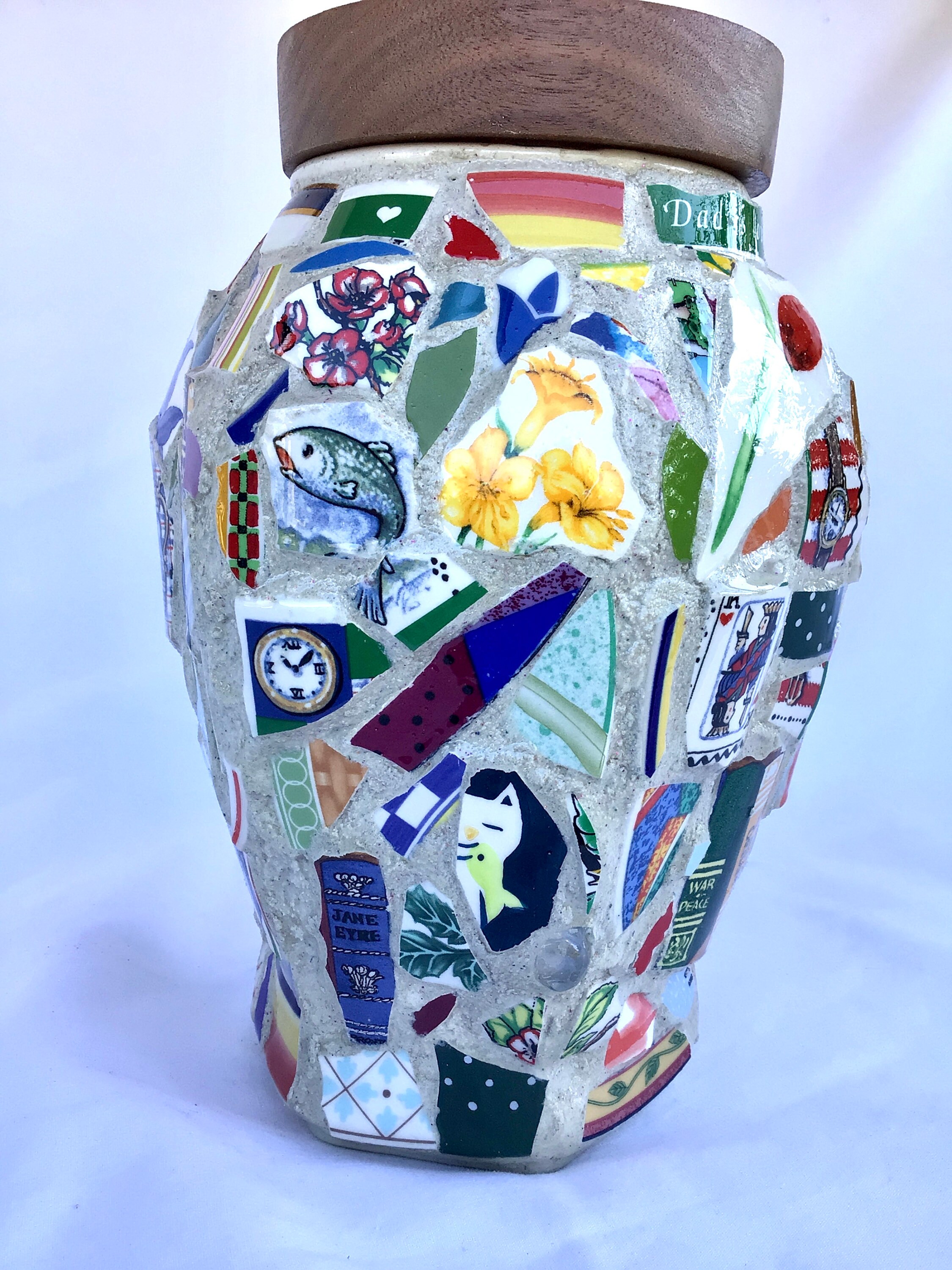 Dad Memorial Cremation Urn Mosaic Vase one of a kind Etsy