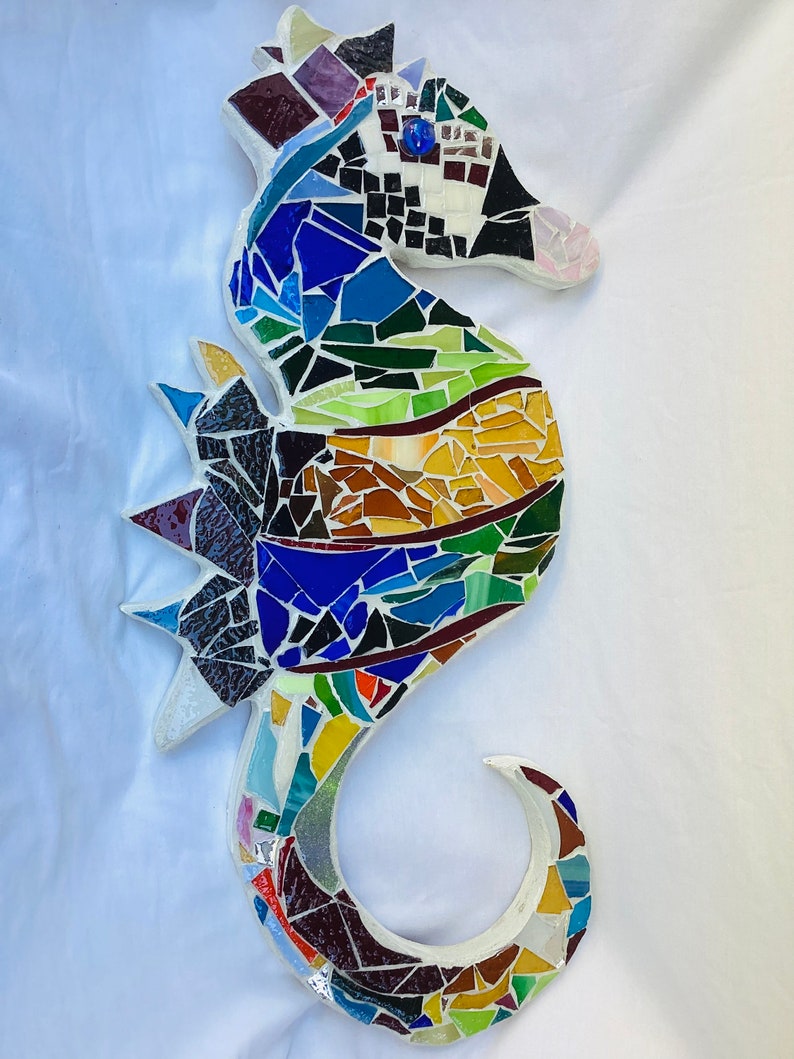 Seahorse Stained Glass Mosaic Wall Decor - Etsy