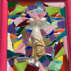 Fairy Stained  Glass Mosaic Suncatcher, Fairy wall hanging