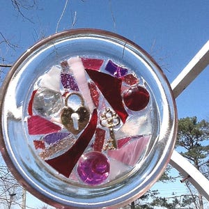 Heart stained glass mosaic Suncatcher