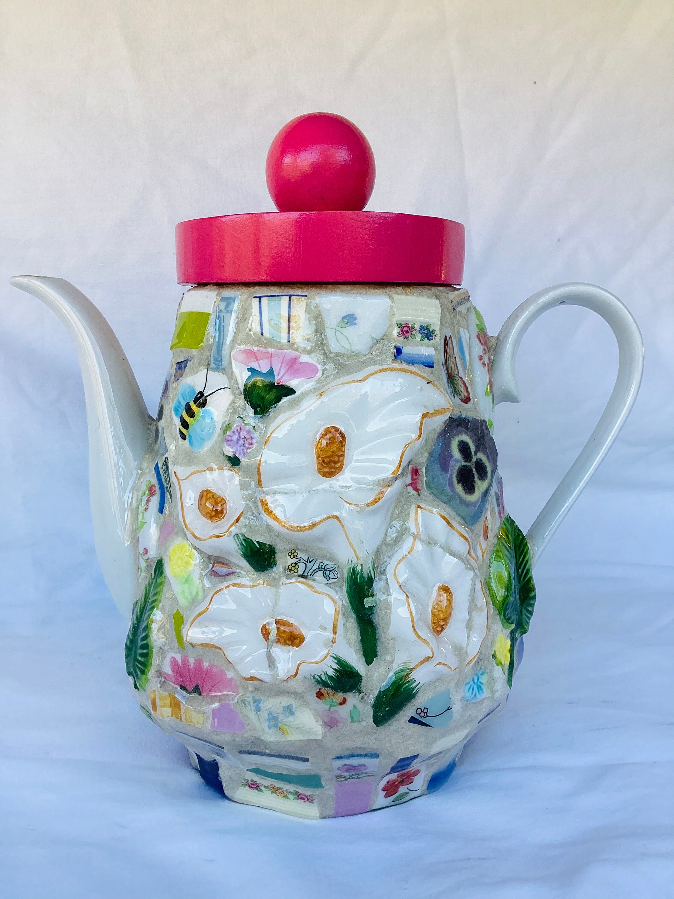 Teapot Cremation Urn Mosaic Teapot, Lillies, Butterfly, Bee, Flowers Etsy