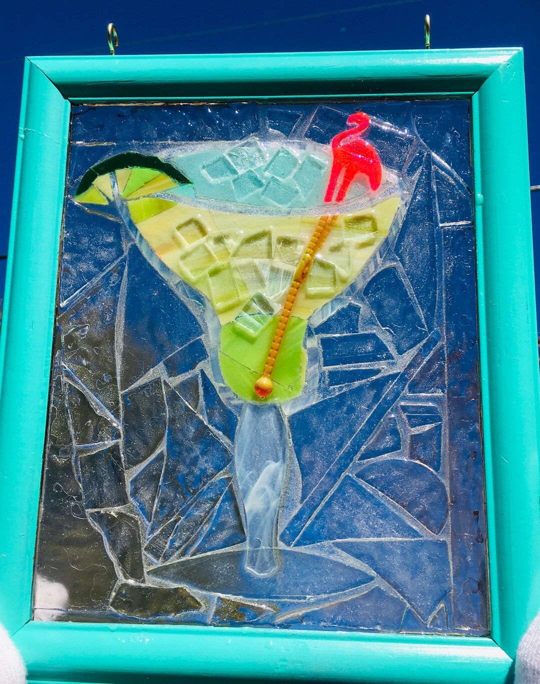 Margarita Drink Stained Glass Mosaic Suncatcher, Flamingo Etsy