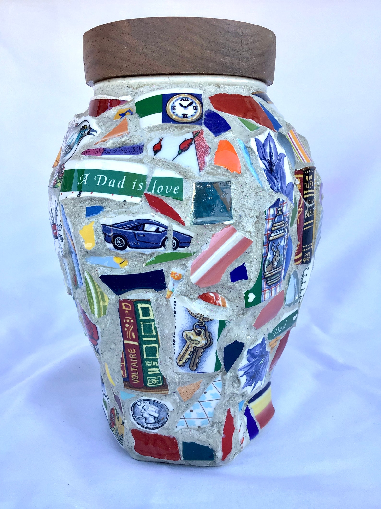Dad Memorial Cremation Urn Mosaic Vase one of a kind Etsy