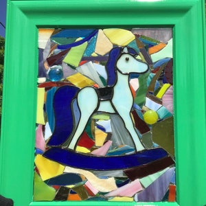 Horse Rocking horse stained Glass Mosaic Suncatcher, wall Decor