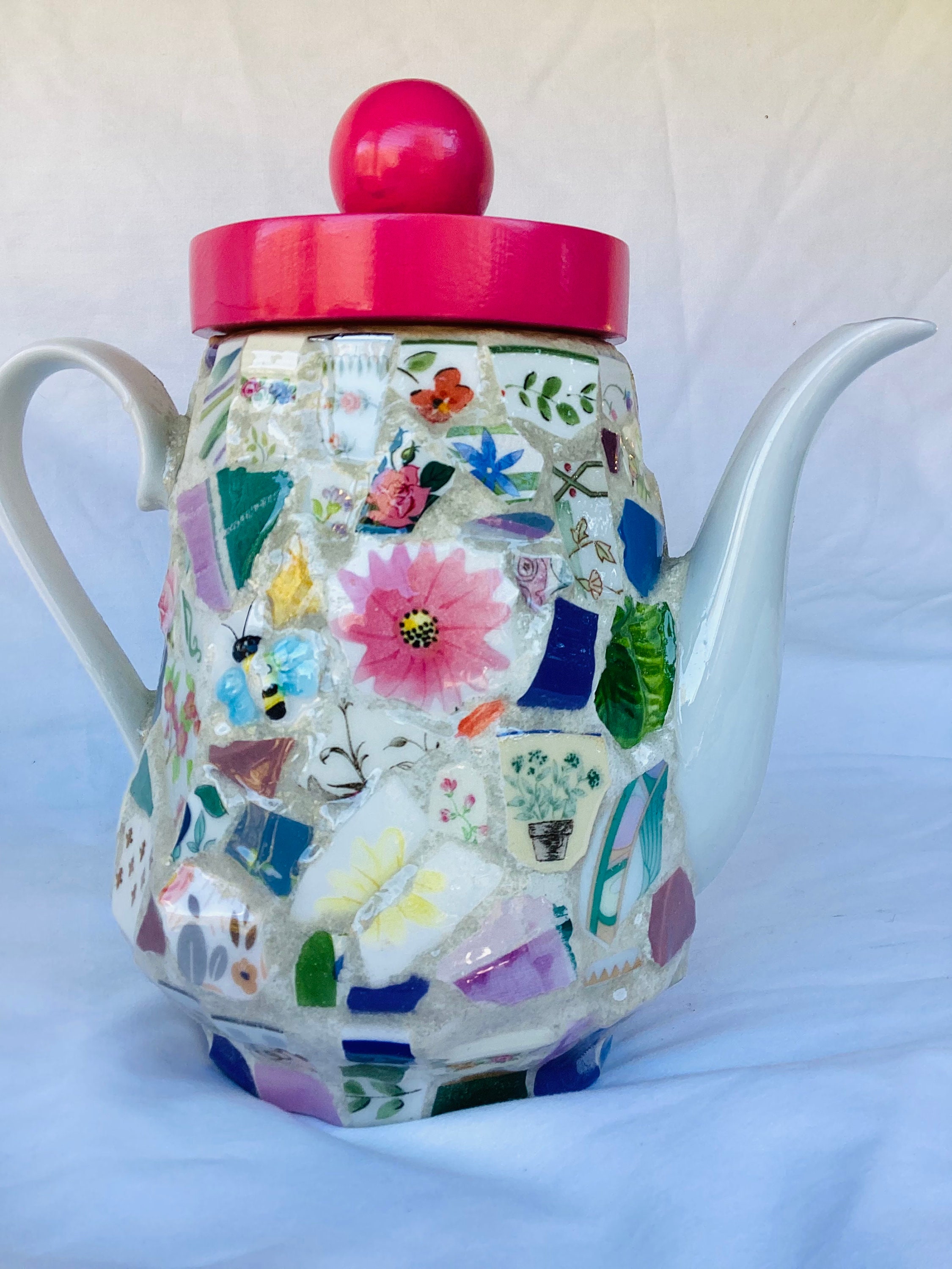 Teapot Cremation Urn Mosaic Teapot, Lillies, Butterfly, Bee, Flowers Etsy