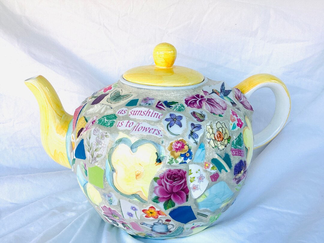 Teapot Mosaic Cremation Urn Hummingbird Butterfly Flowers Etsy