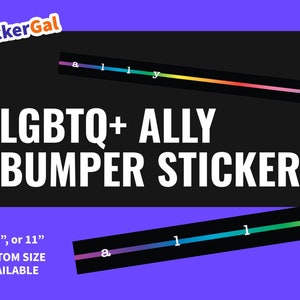 LGBTQ+ Ally Pride Bumper Sticker Stripe | Straight Ally Rainbow Sticker | Gradient Pin Stripe for Laptop | Infinity Sticker-LGBT Owned Shop