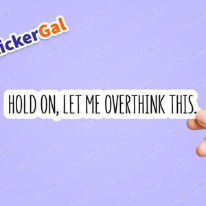 Funny Sticker - Hold on, let me overthink this Laptop Sticker | Water Bottle Stickers