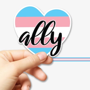 Premium Quality Pride Stickers for Trans Ally | Trans Pride Bumper Sticker Set | 5+ Years Waterproof & Sun-Safe | LGBTQ+ Owned | Ally Heart