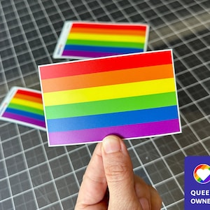 Reusable Cling &gt; No Adhesive | Pride Flag Window Decal, 6-color Traditional Flag | Four Sizes | For Inside Window Facing Out