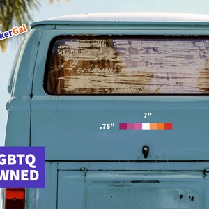 May include: A rectangular sticker featuring a horizontal gradient of six color blocks ranging from dark pink to orange. The sticker measures 7 inches in width and 0.75 inches in height. The text StickerGal appears in the top left corner.
