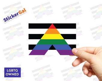 PRIDE Ally Flag Sticker Pack, LGBTQ Support - Ally Car Stickers, Ally Window Stickers, Ally Pride - LGBTQ+ Owned