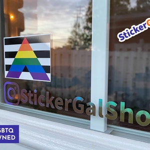 Gay Straight Ally Static Cling | LGBTQ+ Ally Flag Window Cling (up to 100 pack) - LGBTQ Owned Shop | Proud Ally Reusable Door Decal