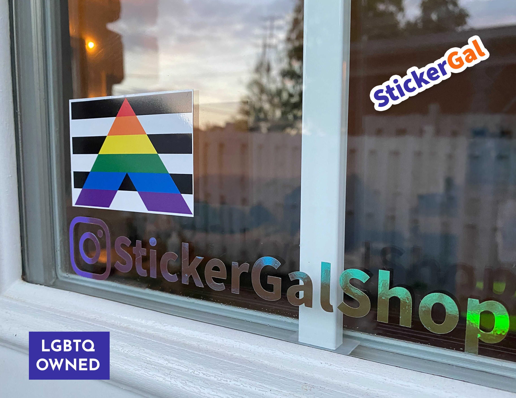 Gay Straight Ally Static Cling | LGBTQ+ Ally Flag Window Cling (up to 100 pack) - LGBTQ Owned Shop | Proud Ally Reusable Door Decal