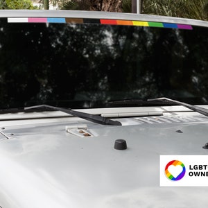 Progress Pride Flag Bumper Sticker |  LGBTQ Owned Shop | 40 inches XL Premium Laminated Gay Pride Sticker |  Lgbtq+ Window Decal