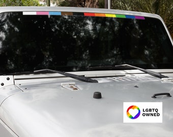 Progress Pride Flag Bumper Sticker |  LGBTQ Owned Shop | 40 inches XL Premium Laminated Gay Pride Sticker |  Lgbtq+ Window Decal
