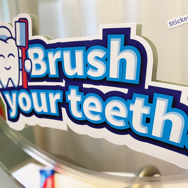 Kids Bathroom Mirror Cling - Brush your teeth reminder - Kids reminders - static cling mirror sticker for kids