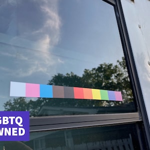 Subtle Pride Sticker | LGBTQ+ Queer Owned Shop | Progress Pride Flag Striped Design Available in Various Sizes - LGBT Bumper Sticker