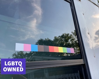 Subtle Pride Sticker | LGBTQ+ Queer Owned Shop | Progress Pride Flag Striped Design Available in Various Sizes - LGBT Bumper Sticker