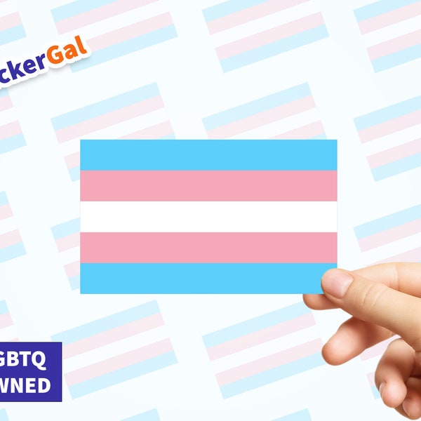 Trans PRIDE Sticker (up to 20 pack) - Transgender Flag - Laptop Sticker - Bumper Sticker - MEDIUM 4x2.4 inches