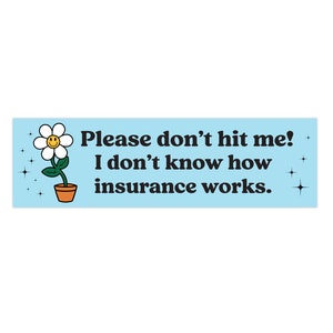 Please don't hit me! I don't know how insurance works. |  Funny TikTok Meme Bumper Sticker | Won't Fade-Sun Safe | Easy Peel & Bubble Free