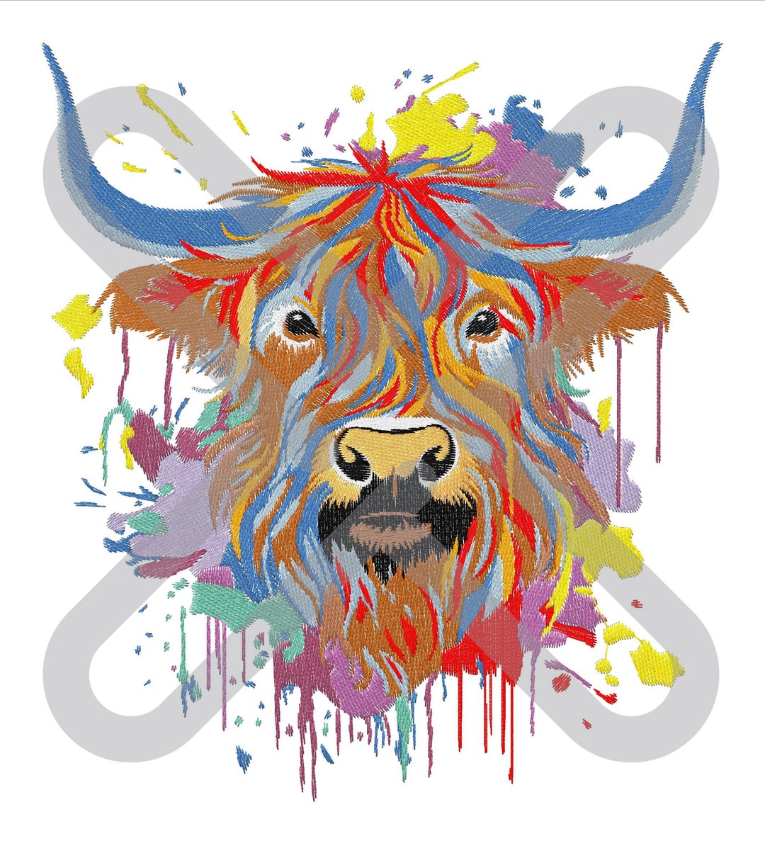 Highland Cow Colorful - Etsy