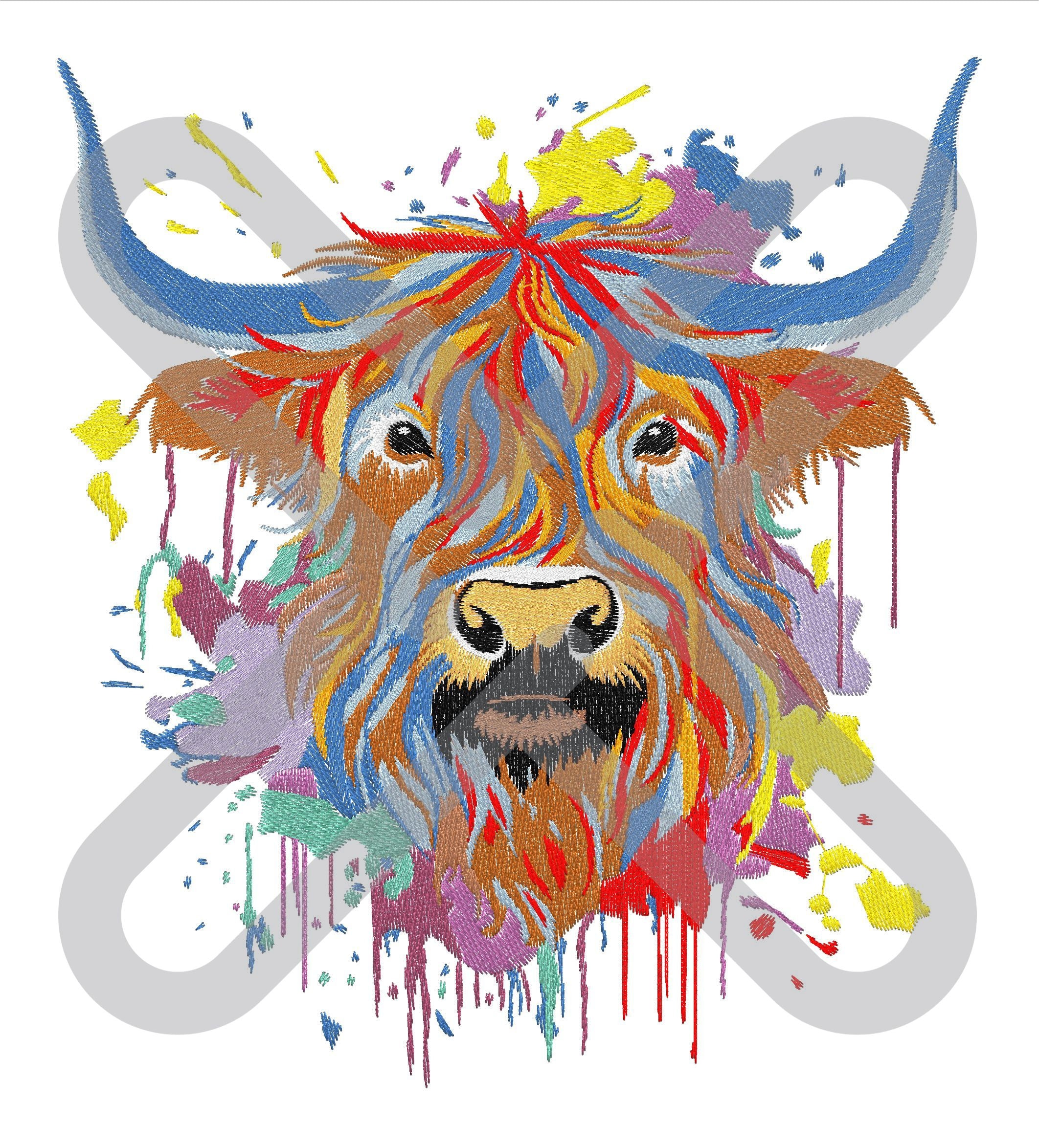 Colourfull Cow Highland Cow Colorful - Etsy