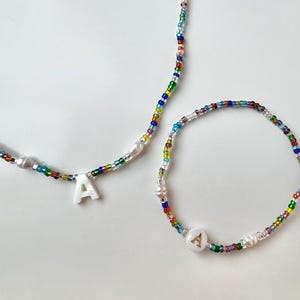 Mother of Pearl Shell Initial Bracelet & Necklace, with Freshwater Pearls