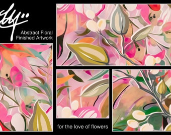 Botanische afgewerkte artwork v48 • Set van x4 premium kwaliteit stockafbeeldingen, achtergronden, achtergronden (ontwerp + printklare collectie!)