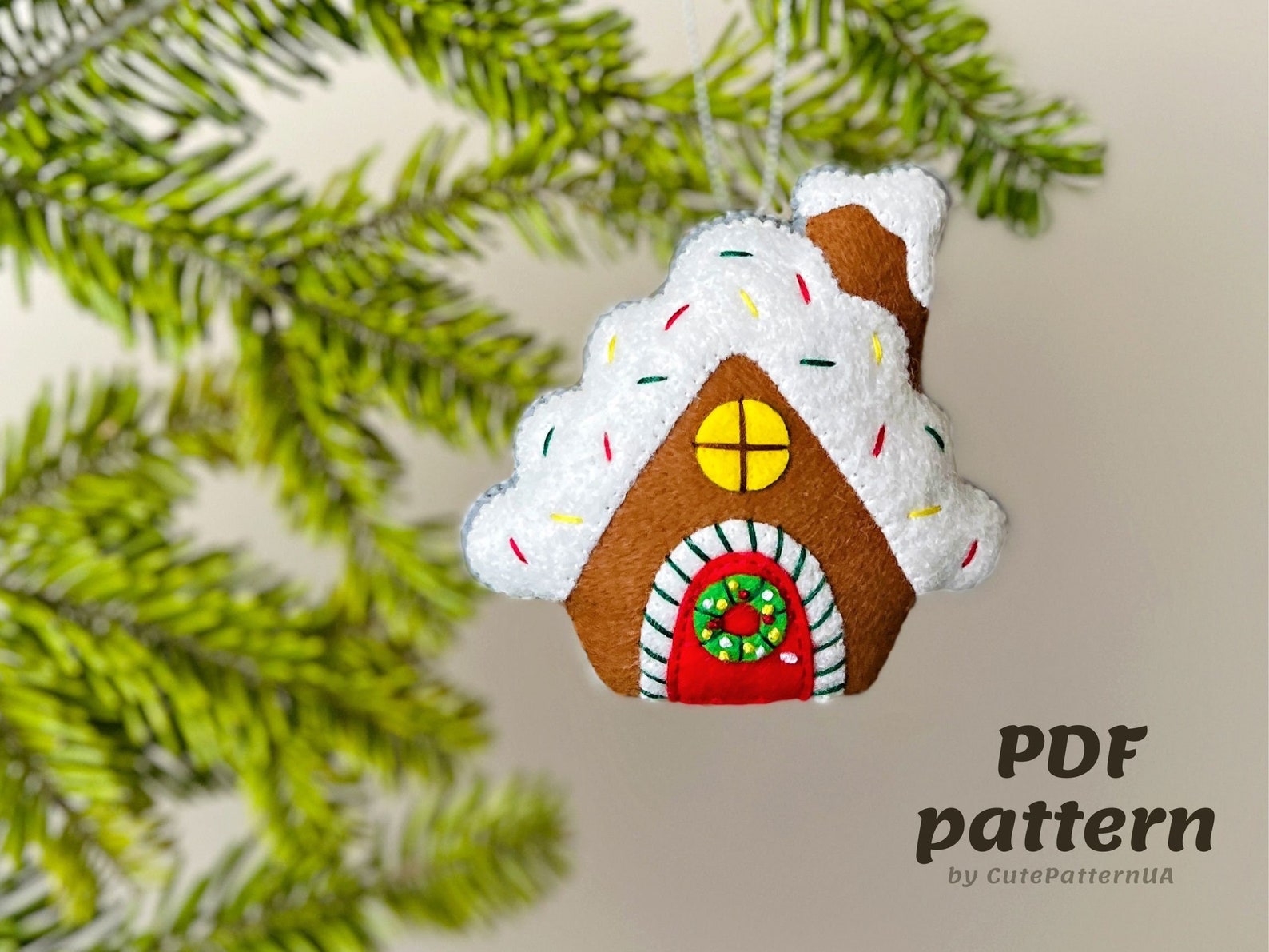 Gingerbread House Felt Sewing Pattern PDF and SVG File - Etsy