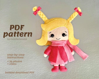 Doll pattern sewing pdf, svg, easy stuffed doll, diy craft tutorials, doll making patterns, felt pocket doll, dollhouse doll with dress