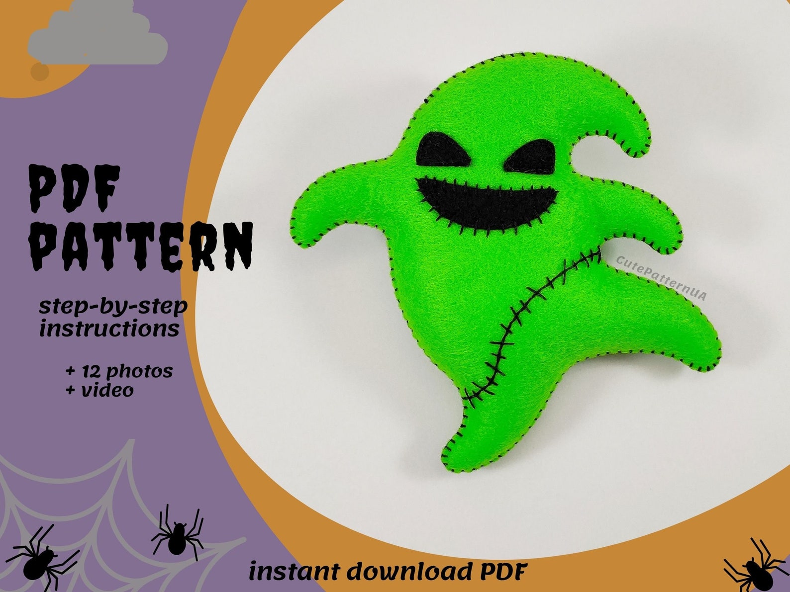 Oogie Boogie Pattern Felt Halloween Toy Sewing Nightmare Etsy