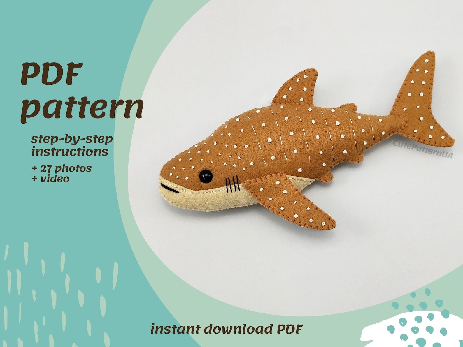 Whale shark pattern easy sewing projects for beginners | Etsy