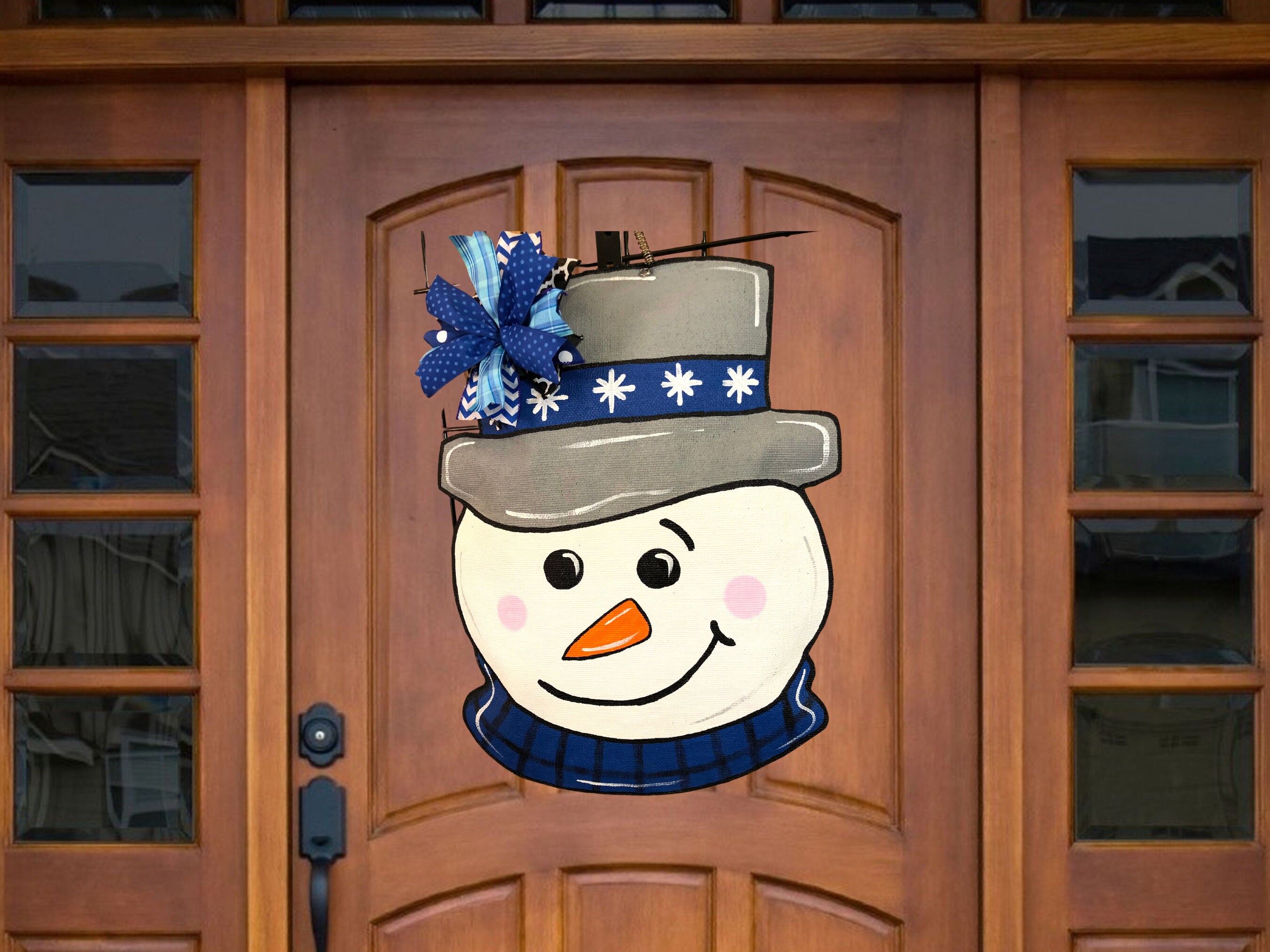 Brown Painting Interior Doors With Wreath Decor