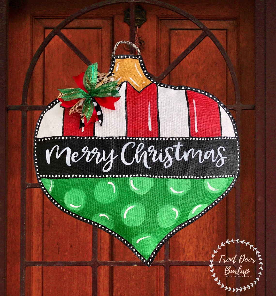 Christmas Ornament Door Hanger Burlap Door Decor Christmas Etsy