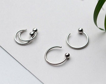 Round Ball Open Huggie Hoops, Tiny Open Hoop Earrings, Ball End Open Hoop Earrings, Everyday Hugging Hoops, women girls gift