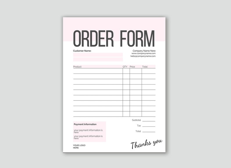 Order Form Template Wholesale Order Form Editable Pdf Etsy