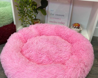 small pink dog bed